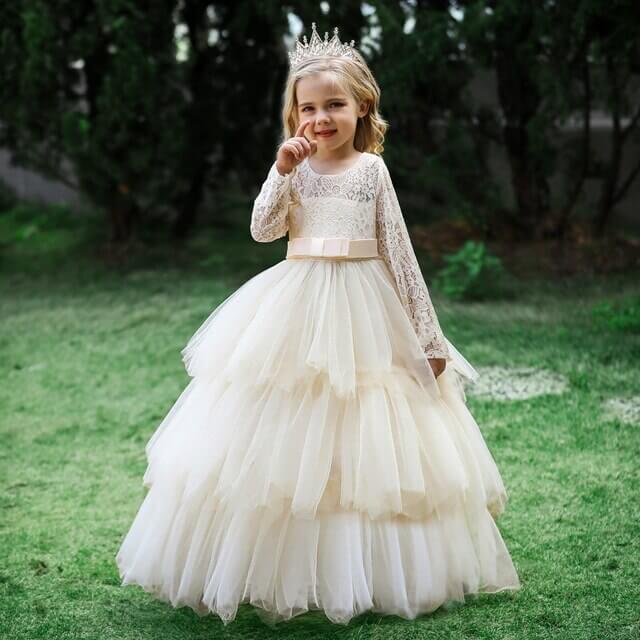 Robe De Communion Luxueuse En Dentelle Et Satin - Avec Jupon - Taille Unique
