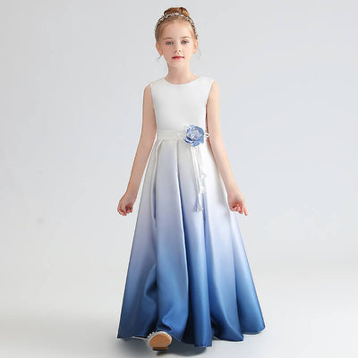 Festliches Kleid Mädchen Blau Weiß